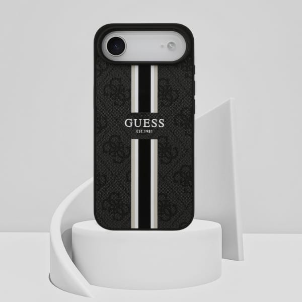 Etui Guess 4G Printed Stripes MagSafe do iPhone 17 Air czarny