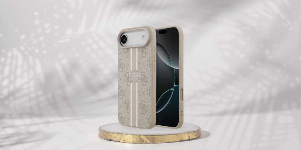 Etui Guess 4G Printed Stripes MagSafe do iPhone 17 Air różowy