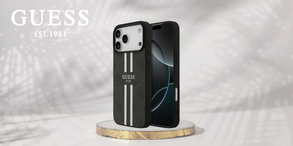 Etui Guess 4G Printed Stripes MagSafe do iPhone 17 Pro Max czarny