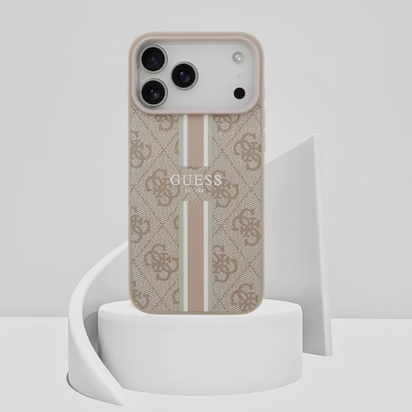 Etui Guess 4G Printed Stripes MagSafe do iPhone 17 Pro Max różowy
