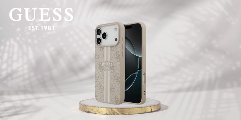 Etui Guess 4G Printed Stripes MagSafe do iPhone 17 Pro Max różowy