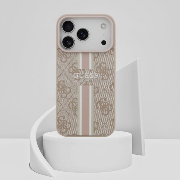 Etui Guess 4G Printed Stripes MagSafe do iPhone 17 Pro różowy
