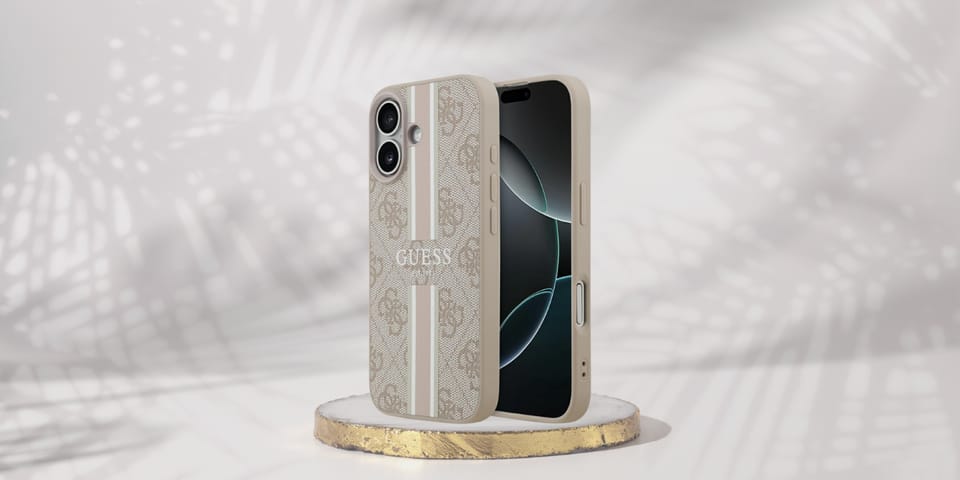 Etui Guess 4G Printed Stripes MagSafe do iPhone 17 różowy
