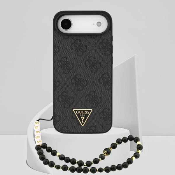 Etui Guess 4G Strap Triangle Logo        MagSafe do iPhone 17 Air czarny