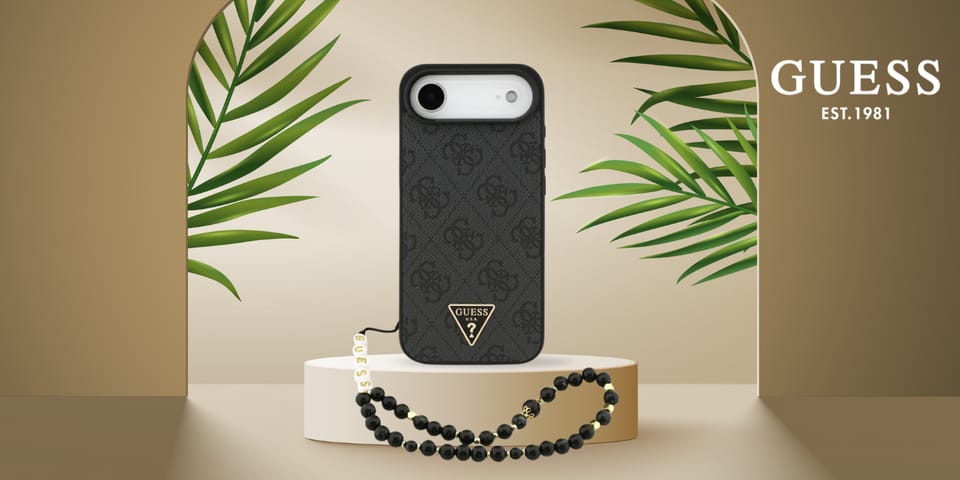 Etui Guess 4G Strap Triangle Logo        MagSafe do iPhone 17 Air czarny