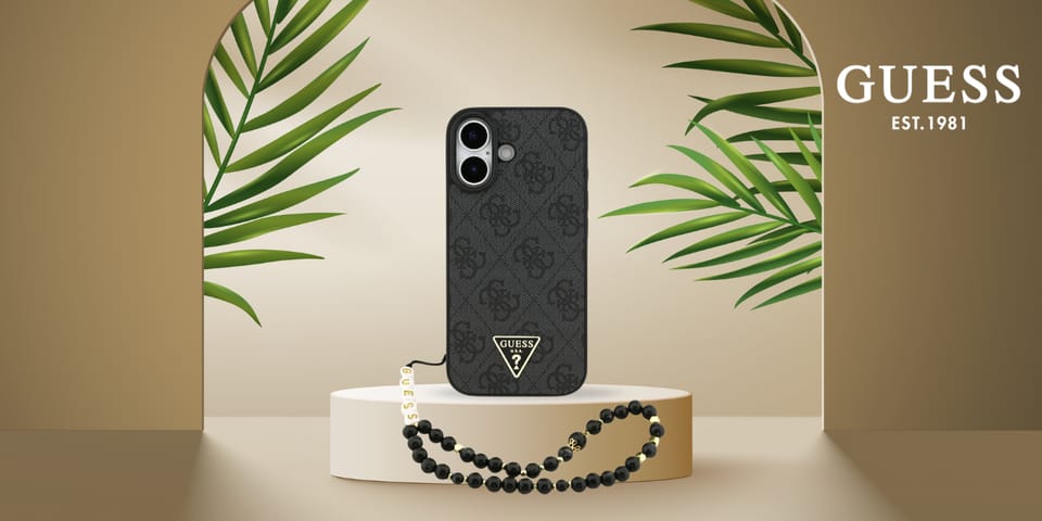Etui Guess 4G Strap Triangle Logo        MagSafe do iPhone 17 czarny