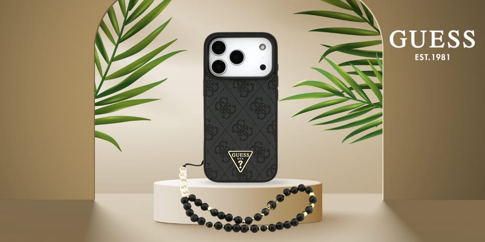Etui Guess 4G Strap Triangle Logo        MagSafe do iPhone 17 Pro czarny