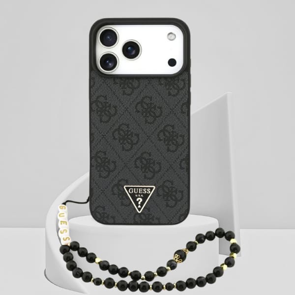 Etui Guess 4G Strap Triangle Logo        MagSafe do iPhone 17 Pro Max czarny
