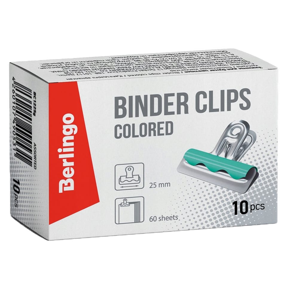 Klipy Buldog 25mm 10szt. kolorowe 255056 BERLINGO