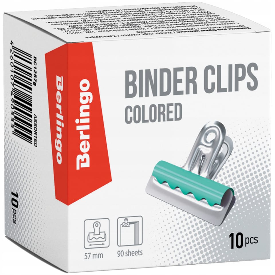 Klipy Buldog 57mm 10szt. kolorowe 255058 BERLINGO