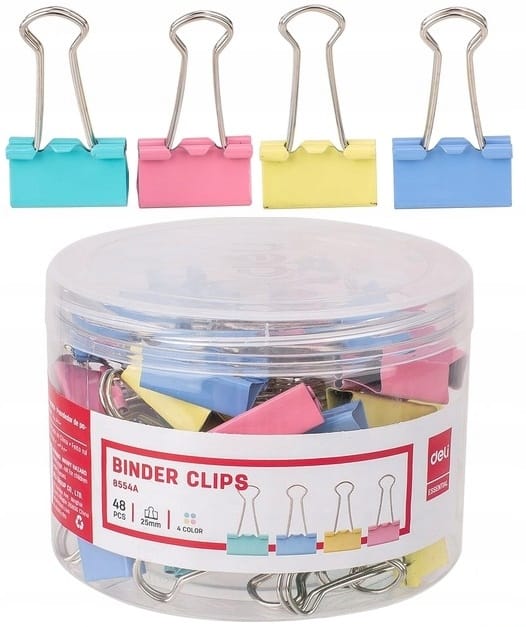 Klipsy do akt 25mm mix kolorów 48szt. 8554 DELI
