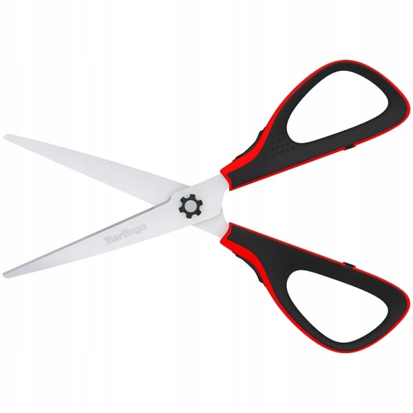 Nożyczki 20cm Easycut 300 soft grip czerwone 326324 BERLINGO