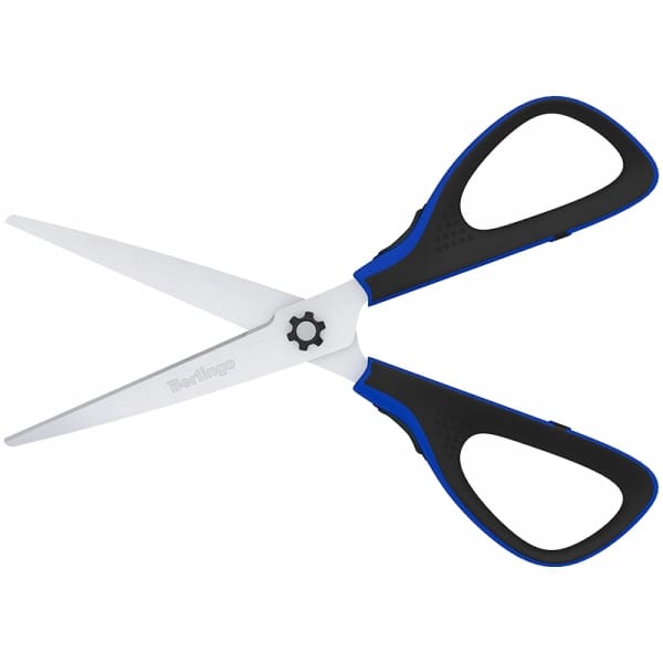 Nożyczki 20cm Easycut 300 soft grip niebieskie 326323 BERLINGO