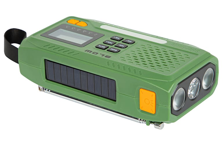 Radio AM, FM zasilanie solarnie lub korbką. Powerbank, latarka. Blow RA13