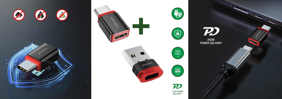 Adapter 4smarts Data Blocker USB-C do    USB-A/USB-C czarny 2szt