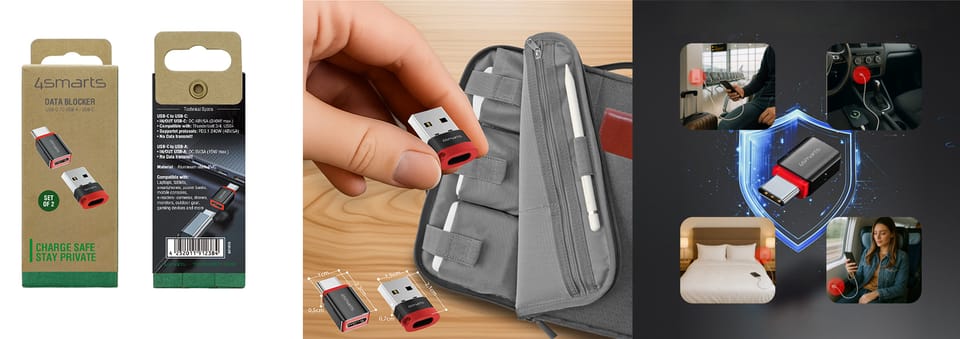 Adapter 4smarts Data Blocker USB-C do    USB-A/USB-C czarny 2szt