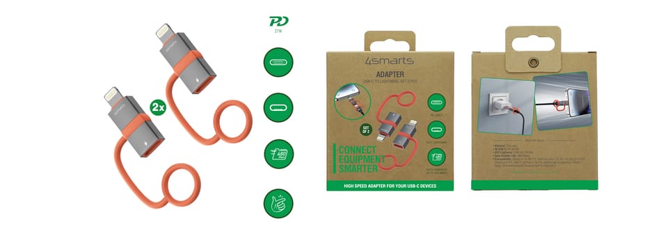 Adapter 4smarts USB-C do Lightning PD    27W szary 2szt