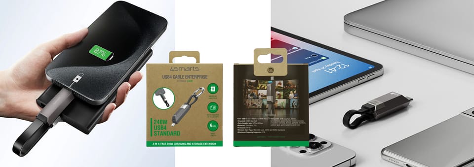 Kabel 4smarts Enterprise Storage USB4    240W 6cm grafitowy