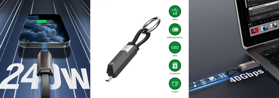 Kabel 4smarts Enterprise Storage USB4    240W 6cm grafitowy