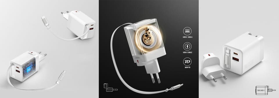 Ładowarka sieciowa 4smarts Flex Jojo 65W GaN 2xUSB-C + USB-A biały