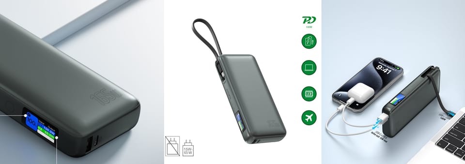 Powerbank 4smarts Enterprise 20000mAh    165W ze zintegrowanym kablem USB-C szary