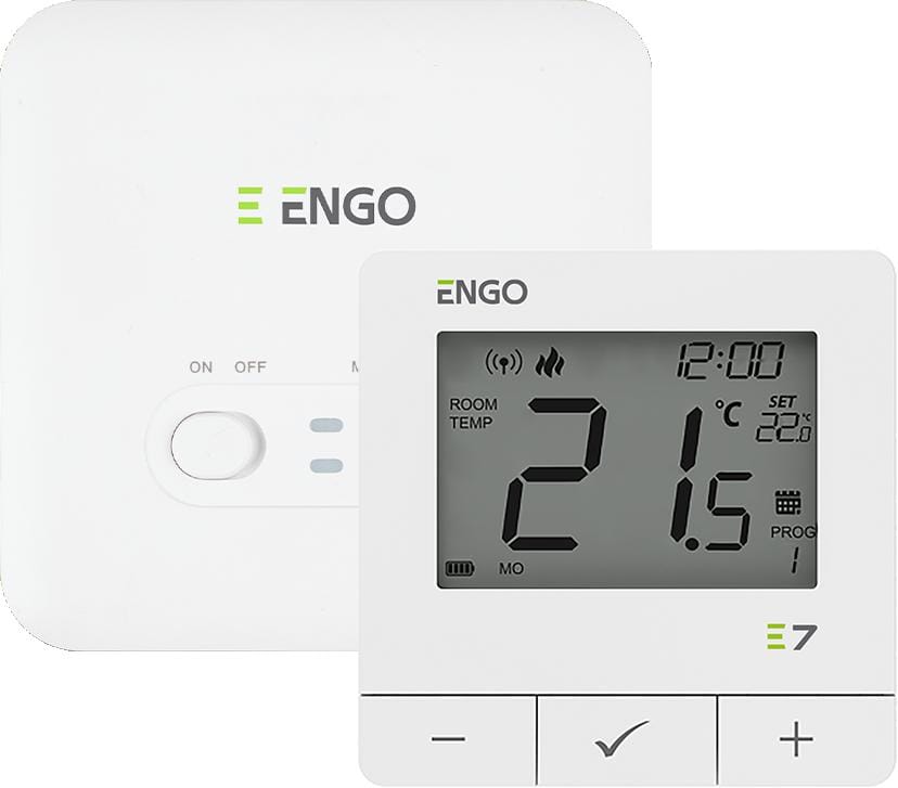 ENGO Controls E7-RFW - Programowany, bezprzewodowy regulator temperatury, biały