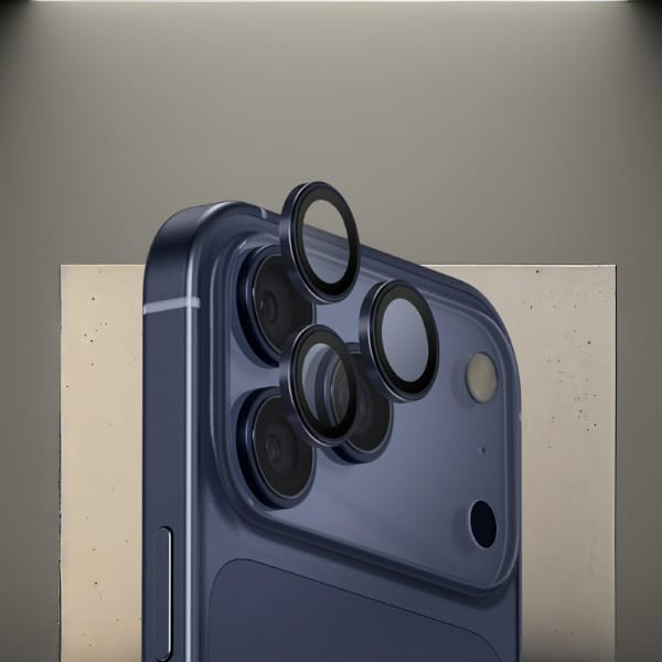 Szkło na obiektyw aparatu UNIQ Optix     Aluminium Camera Lens Protector do iPhone 17 Pro / iPhone 17 Pro Max z aplikatorem granatowy