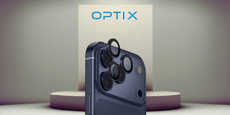 Szkło na obiektyw aparatu UNIQ Optix     Aluminium Camera Lens Protector do iPhone 17 Pro / iPhone 17 Pro Max z aplikatorem granatowy
