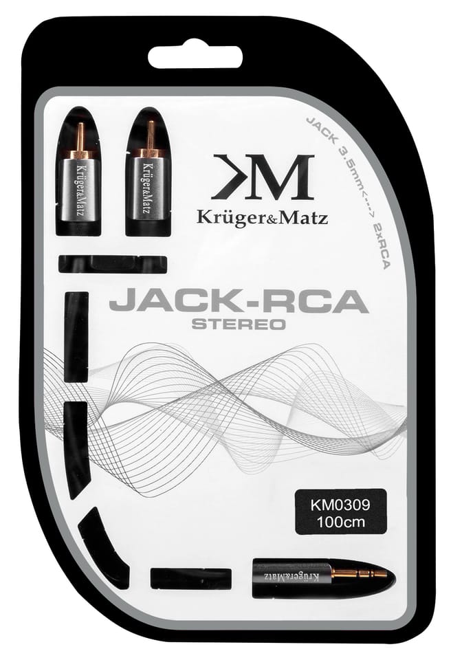 Kabel wtyk jack 3.5 - 2RCA stereo 1.0m Kruger&Matz