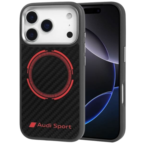 Etui Audi RSQ Carbon Fiber Sport Red     Circle MagSafe do iPhone 17 Pro czarny