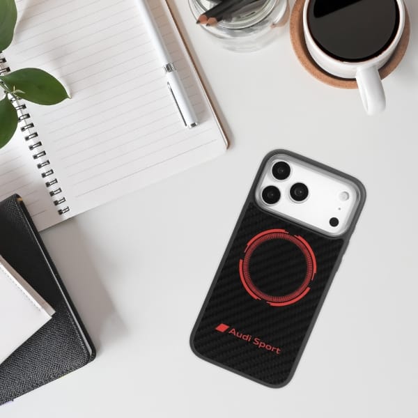 Etui Audi RSQ Carbon Fiber Sport Red     Circle MagSafe do iPhone 17 Pro Max czarny
