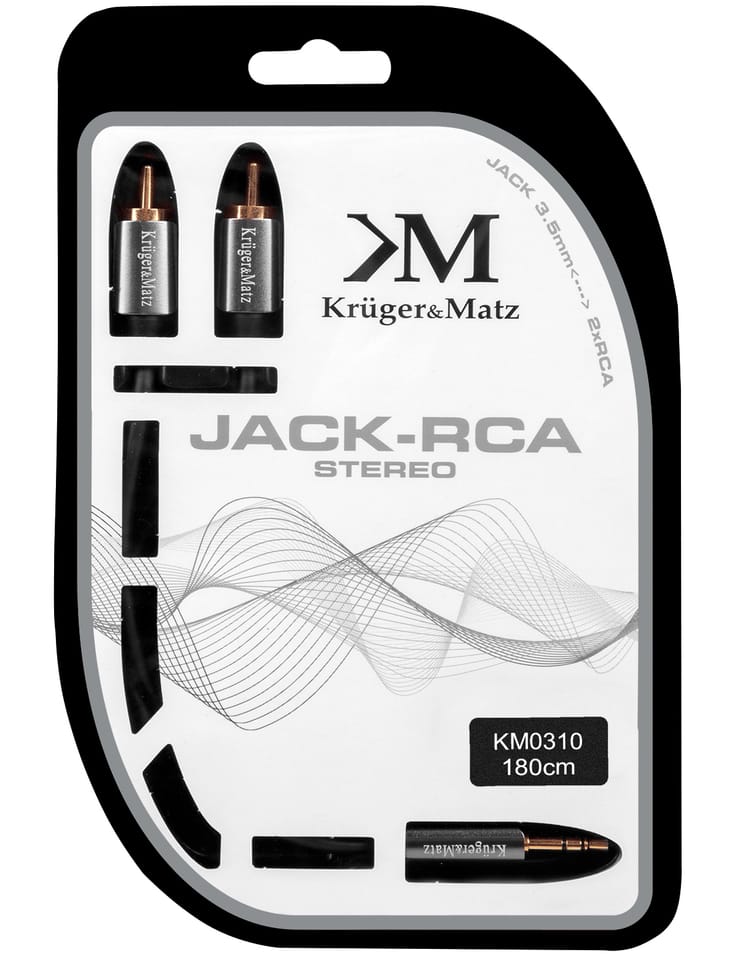 Kabel wtyk jack 3.5 - 2RCA stereo 1.8m Kruger&Matz