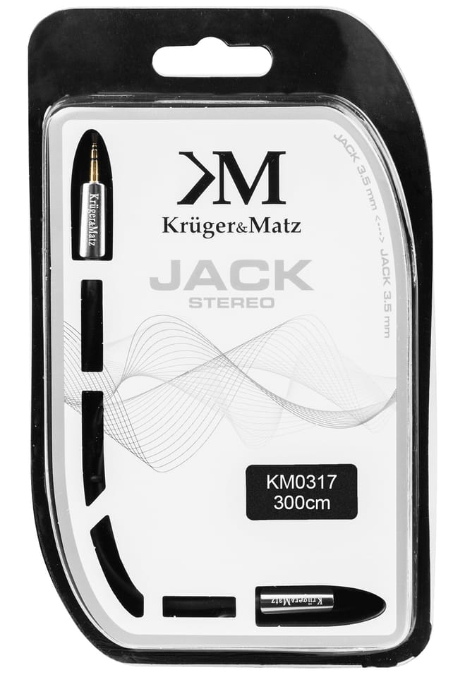 Przedłużacz jack 3.5mm stereo wtyk - gniazdo 3m Kruger&Matz