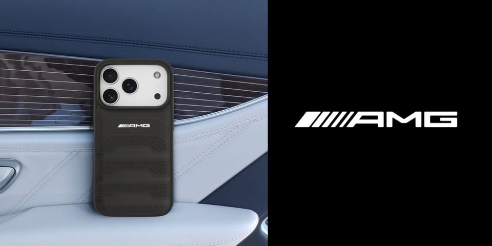 Etui AMG Leather Debossed Lines Logo do  iPhone 17 Pro czarny