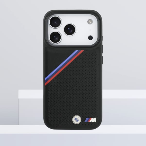 Etui BMW M Tricolor Metal Logo MagSafe   do iPhone 17 Pro czarny