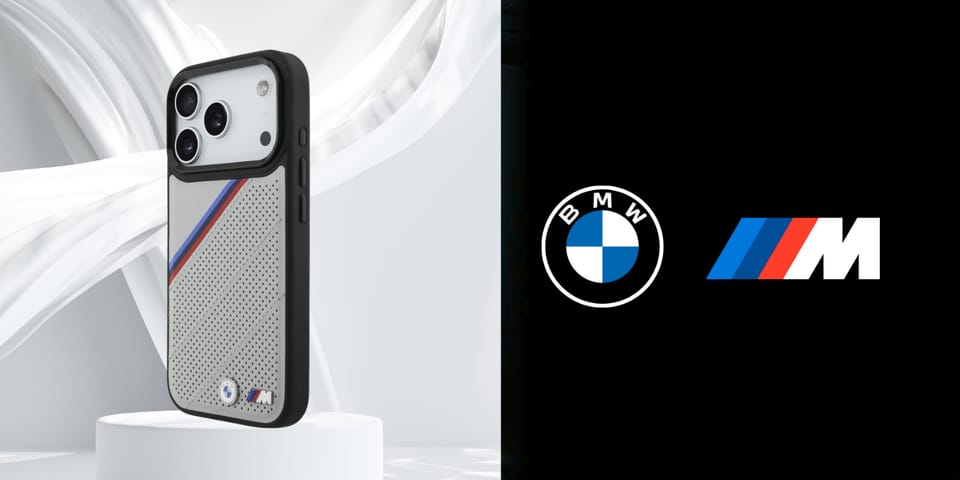 Etui BMW M Tricolor Metal Logo MagSafe   do iPhone 17 Pro szary