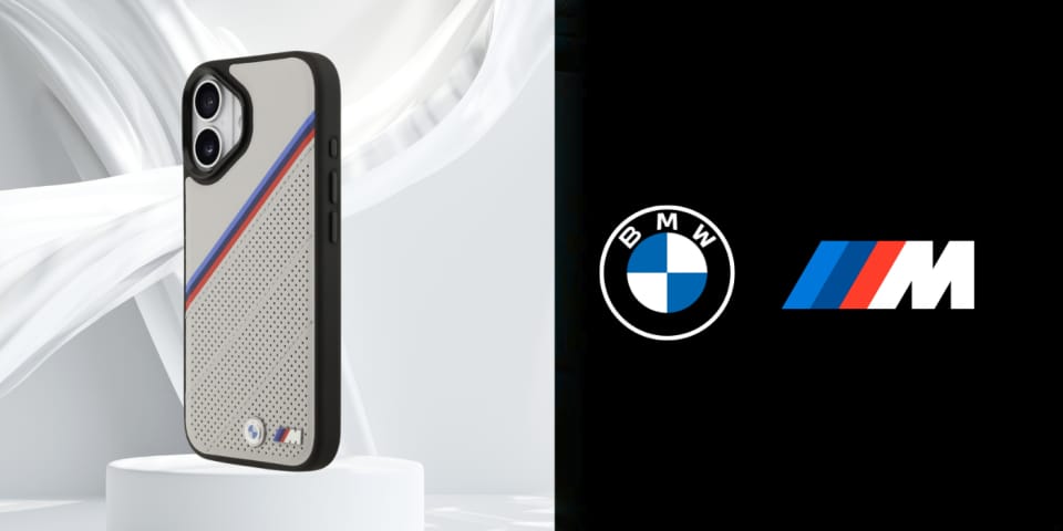 Etui BMW M Tricolor Metal Logo MagSafe   do iPhone 17 szary