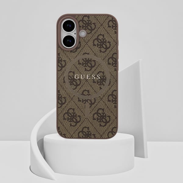 Etui Guess 4G Ring Classic Logo MagSafe  do iPhone 17 brązowy