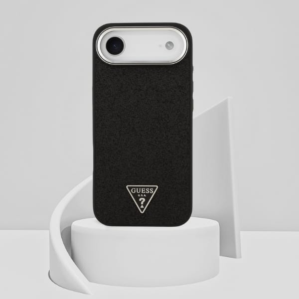 Etui Guess Glitter Triangle Logo MagSafe do iPhone Air czarny