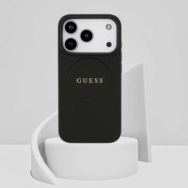 Etui Guess Grained Ring MagSafe do       iPhone 17 Pro czarny