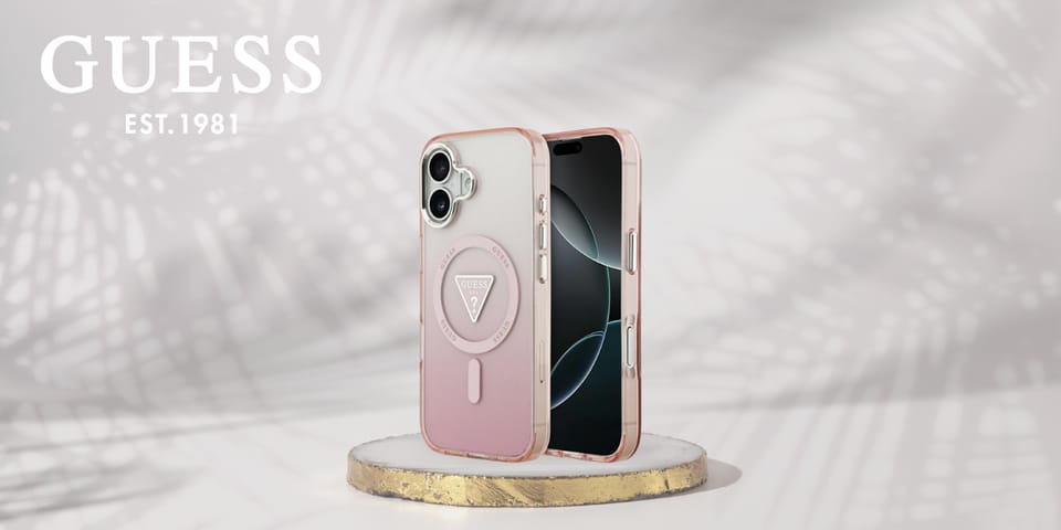 Etui Guess IML Gradient Triangle LogoMagSafe do iPhone 17 różowy