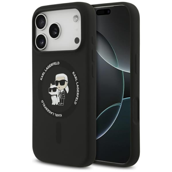 Etui Karl Lagerfeld Silicone             Karl&Choupette Ring MagSafe do iPhone 17 Pro Max czarny