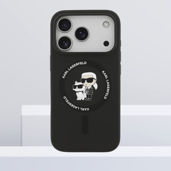 Etui Karl Lagerfeld Silicone             Karl&Choupette Ring MagSafe do iPhone 17 Pro Max czarny