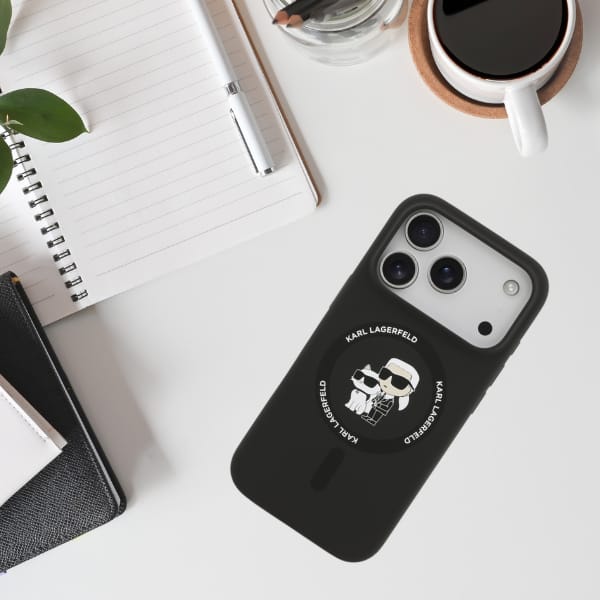 Etui Karl Lagerfeld Silicone             Karl&Choupette Ring MagSafe do iPhone 17 Pro Max czarny