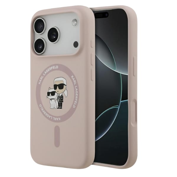 Etui Karl Lagerfeld Silicone             Karl&Choupette Ring MagSafe do iPhone 17 Pro różowy