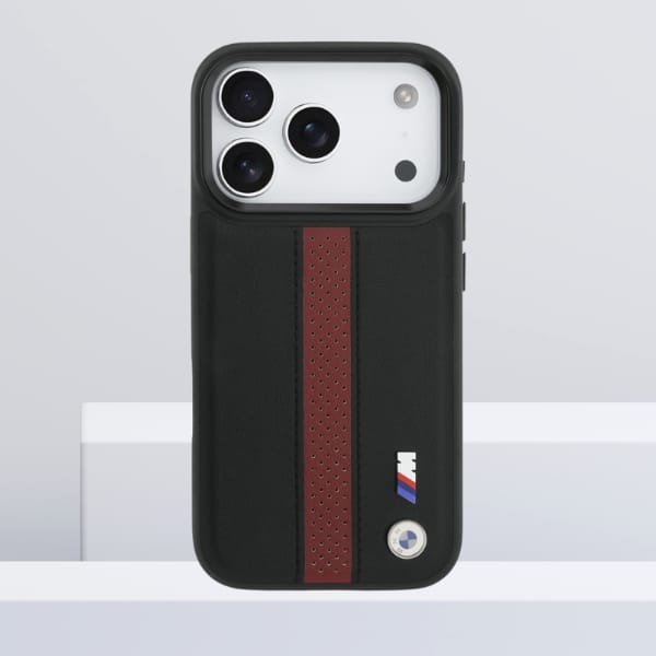 Etui BMW M Perforated Stripe Logo        MagSafe do iPhone 17 Pro czerwony