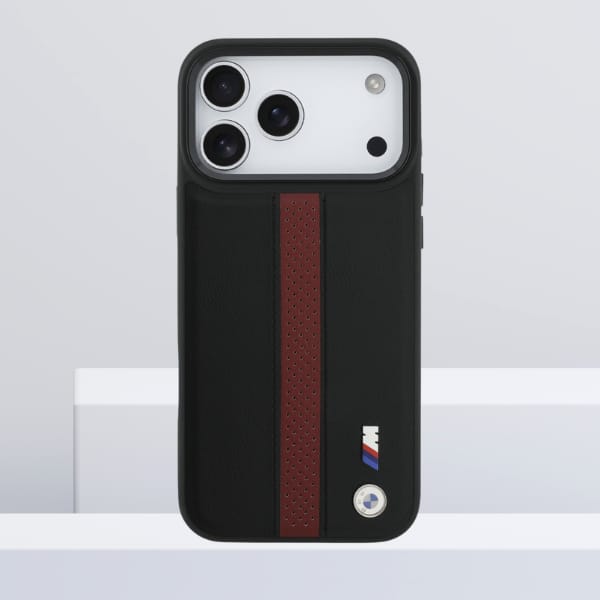 Etui BMW M Perforated Stripe Logo        MagSafe do iPhone 17 Pro Max czerwony