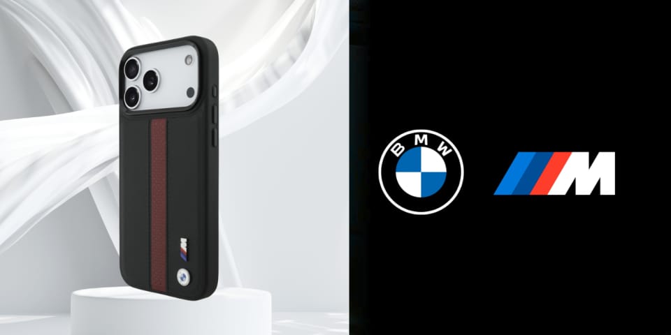 Etui BMW M Perforated Stripe Logo        MagSafe do iPhone 17 Pro Max czerwony