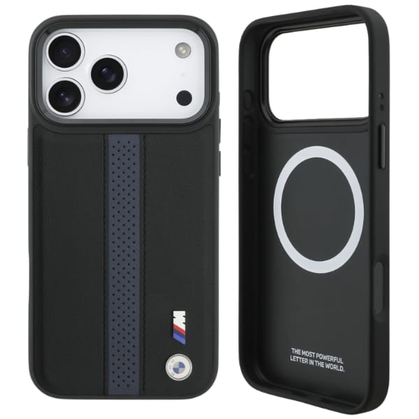 Etui BMW M Perforated Stripe Logo        MagSafe do iPhone 17 Pro Max niebieski