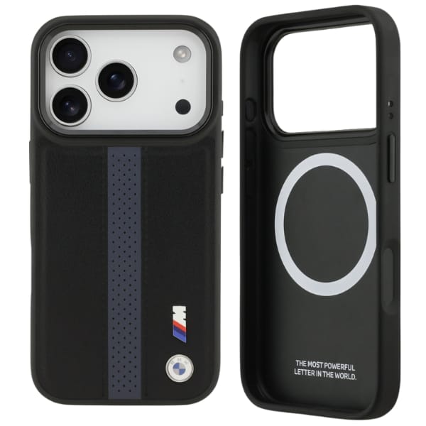 Etui BMW M Perforated Stripe Logo        MagSafe do iPhone 17 Pro niebieski